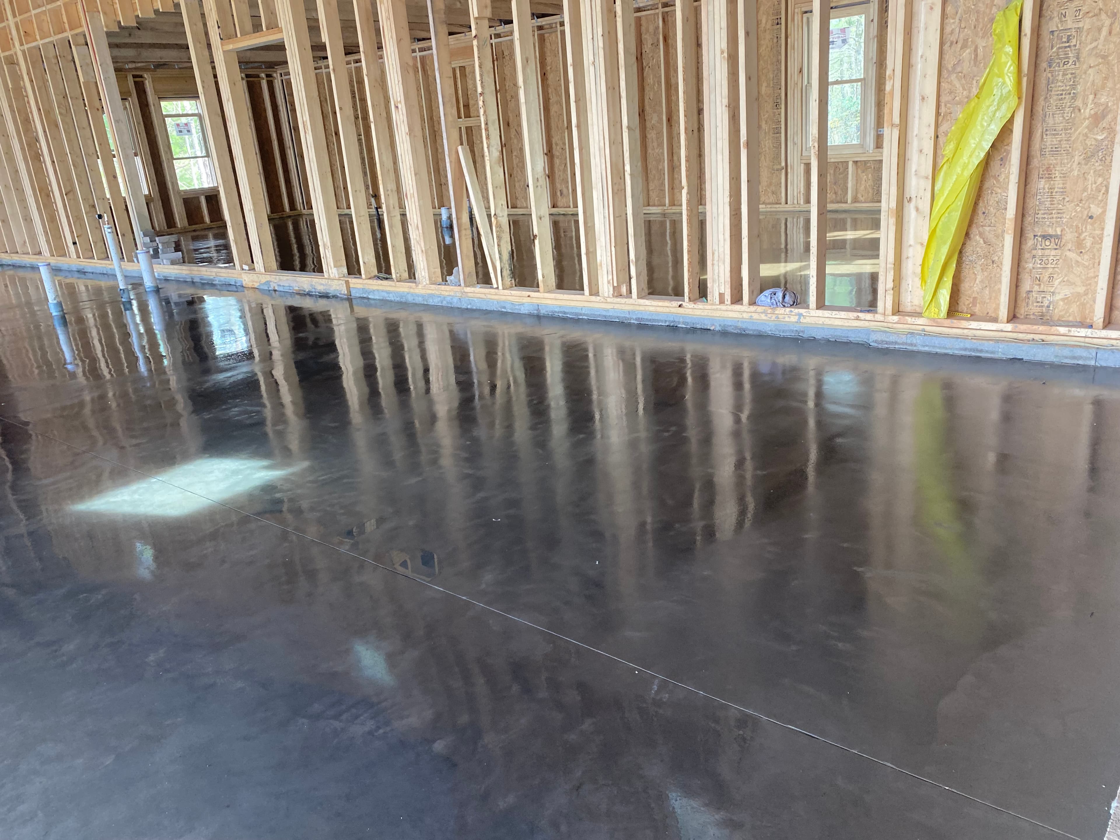 Finished concrete detail beside a commercial building