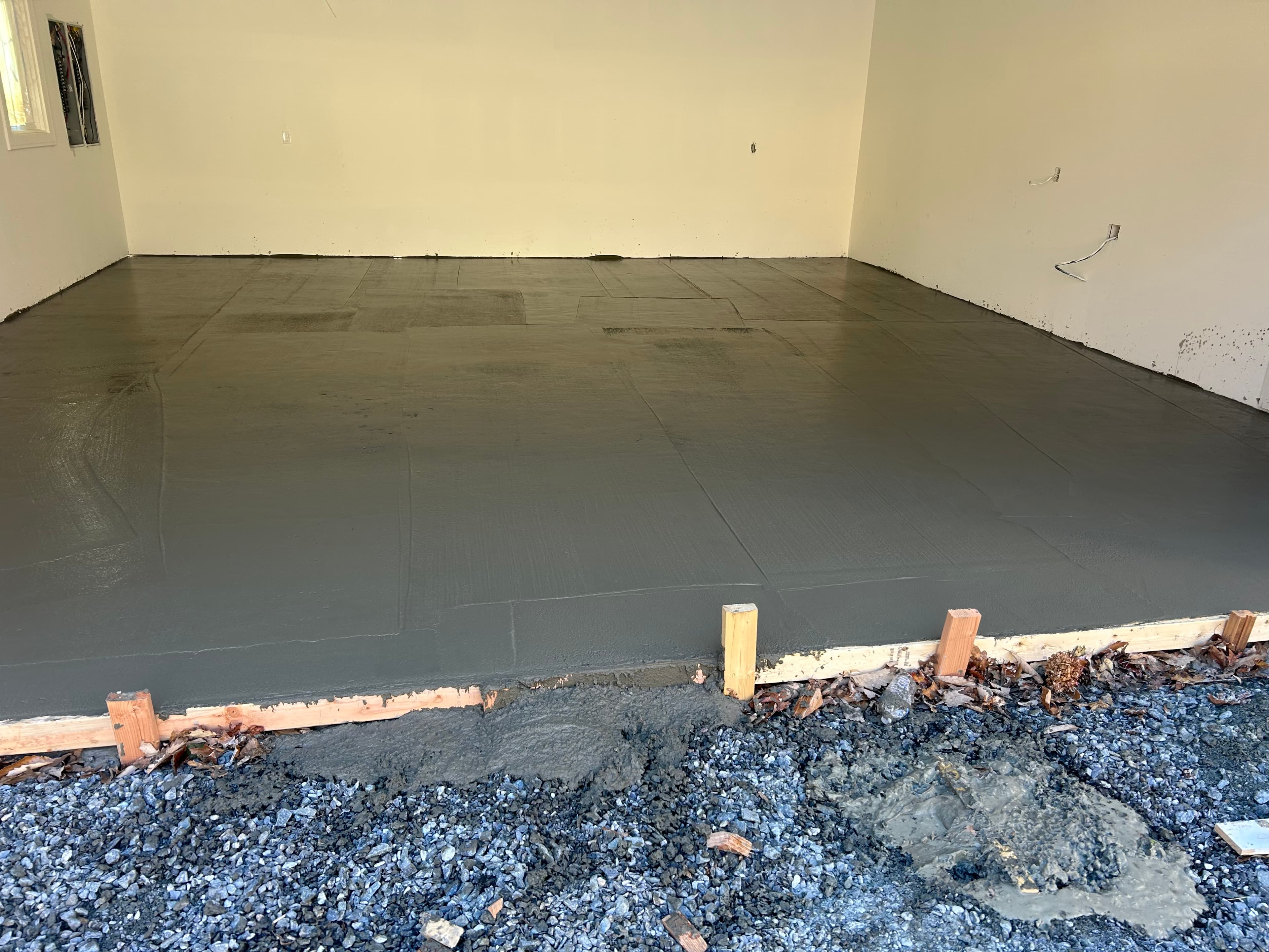 Freshly finished interior concrete slab